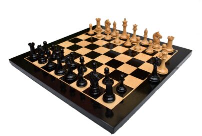 American Staunton Chess Set Boxwood & Ebony 4" KIng with 2.25" Square Tournament Series Chess Board-0