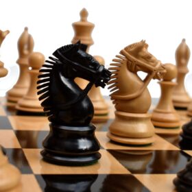 American Staunton Chess Set Boxwood & Ebony 4" KIng with 2.25" Square Tournament Series Chess Board-3878