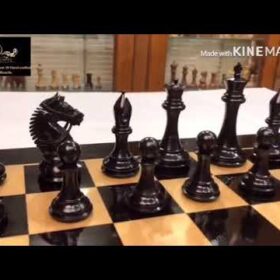 American Staunton Chess Set Boxwood & Ebony 4" KIng with 2.25" Square Tournament Series Chess Board-4646