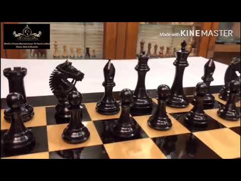 American Staunton Chess Set Boxwood & Ebony 4" KIng with 2.25" Square Tournament Series Chess Board-4646