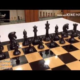 The Imperial Series Chess Set (REPRO) Boxwood & Ebony 4" King with 2.25" Square Tournament Series Chess Board-4650