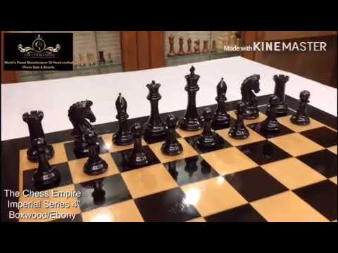 The Imperial Series Chess Set (REPRO) Boxwood & Ebony 4" King with 2.25" Square Tournament Series Chess Board-4650