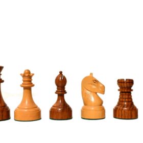 Mechanics Institute Series Chess Set Boxwood & Sheesham 4.25" King with 2.25" Square signature Series Chess Board-4026