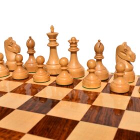 Mechanics Institute Series Chess Set Boxwood & Sheesham 4.25" King with 2.25" Square signature Series Chess Board-4029