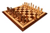 Mechanics Institute Series Chess Set Boxwood & Sheesham 4.25" King with 2.25" Square signature Series Chess Board-0