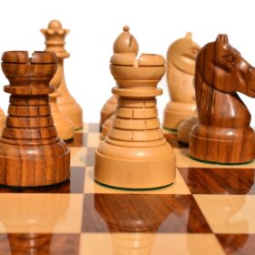 Mechanics Institute Series Chess Set Boxwood & Sheesham 4.25" King with 2.25" Square signature Series Chess Board-4032