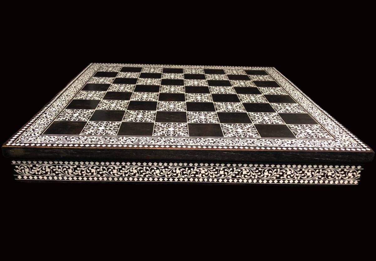 Kashmiri Art Royal Signature Series Chess Board Albizia Wood/Acrylic Inlay 1.88" Square -4782