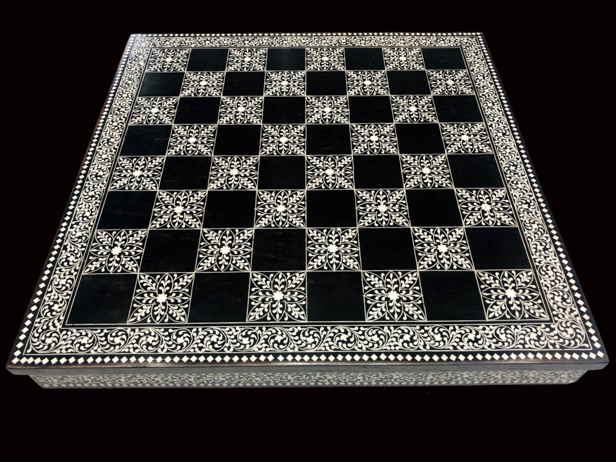 Kashmiri Art Royal Signature Series Chess Board Albizia Wood/Acrylic Inlay 1.88" Square -4785