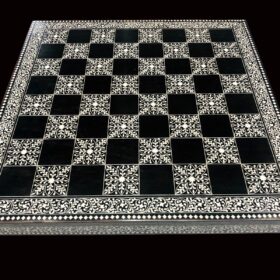 Kashmiri Art Royal Signature Series Chess Board Albizia Wood/Acrylic Inlay 1.88" Square -4785