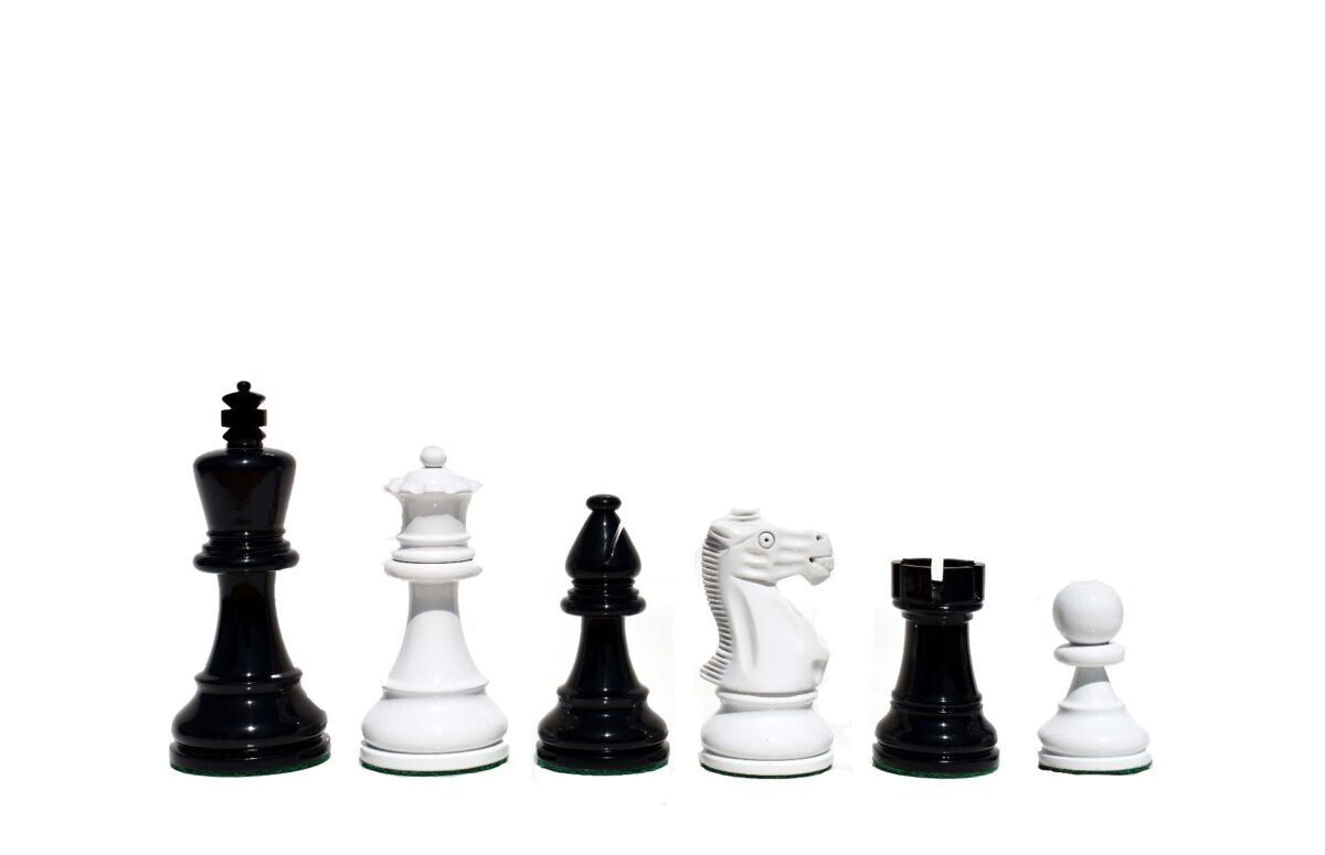 AIW-350 Series Chess Pieces Ivory White & Black Lacquered Boxwood 3.75" King-0