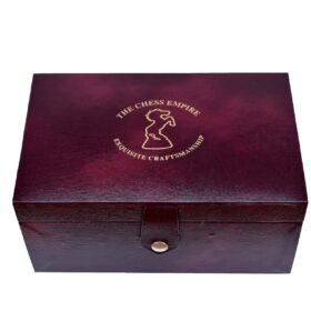 The Chess Storage Box Burgundy Leatherette 3.75" to 4.25" KIng Chess Pieces-4960