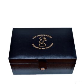 The Chess Storage Box Black Leatherette 3.75" to 4.25" KIng Chess Pieces -4935