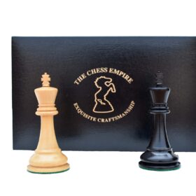 The Chess Storage Box Black Leatherette 3.75" to 4.25" KIng Chess Pieces -0