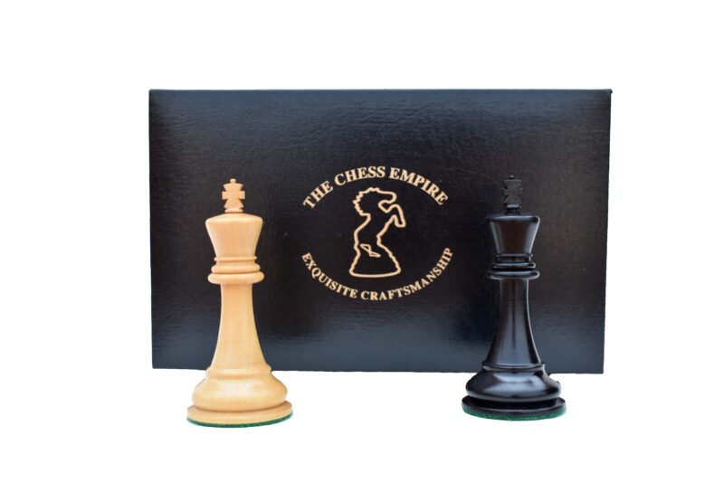 The Chess Storage Box Black Leatherette 3.75" to 4.25" KIng Chess Pieces -0