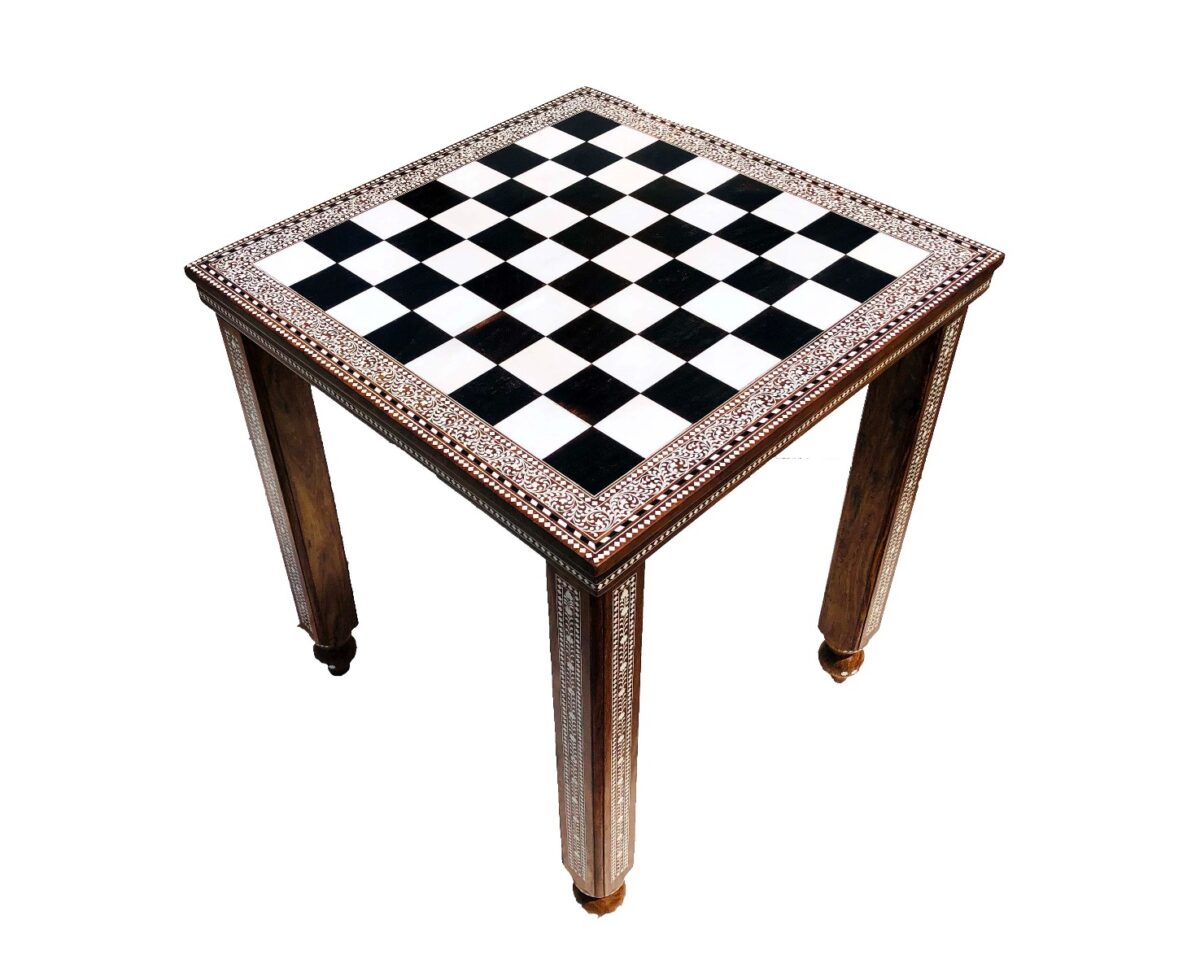 The Maharajah Series with Inlay craftsmanship Chess Table Sheesham Wood with Inlay art work 2.13" Square-0