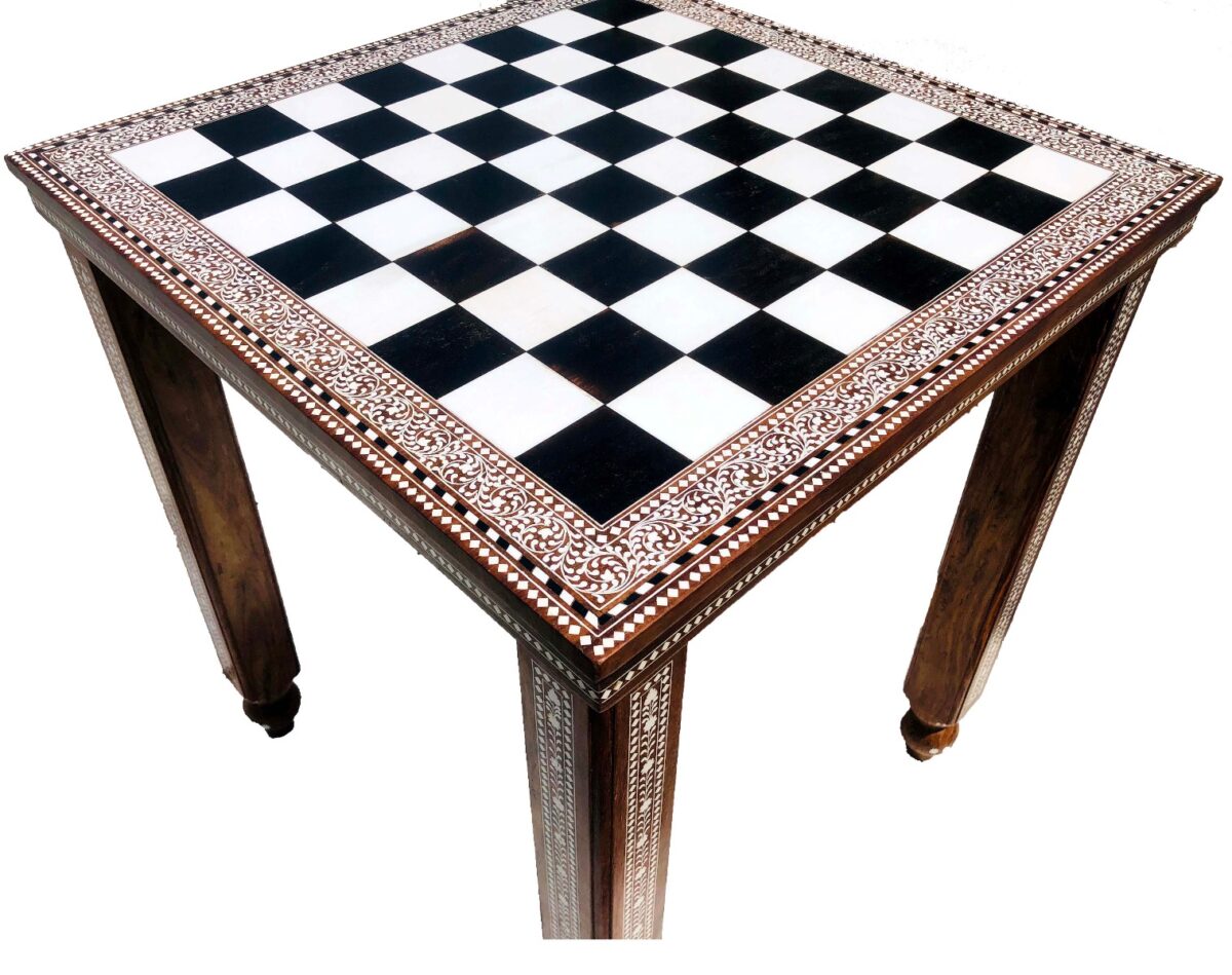 The Maharajah Series with Inlay craftsmanship Chess Table Sheesham Wood with Inlay art work 2.13" Square-4900