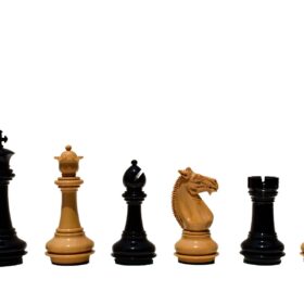 The Meghdoot Series Chess Pieces Natural Boxwood & Black Lacquered 4" King-0