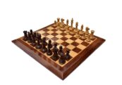 The Sleek Series Chess Set Boxwood & Sheesham 3.75" King with 2" Square chess board-0