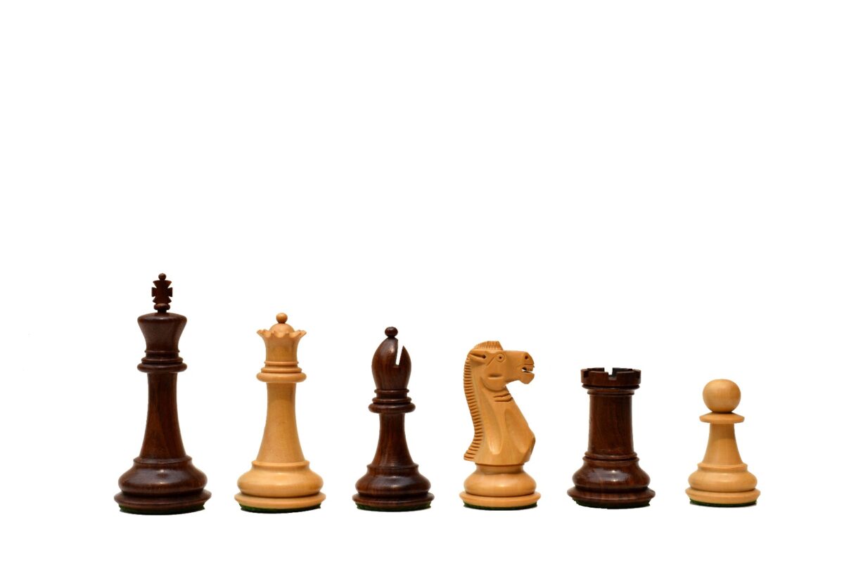 The Sleek Series Chess Set Boxwood & Sheesham 3.75" King with 2" Square chess board-5020