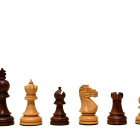 The Taj Series Chess Set Boxwood & Sheesham 3.5" King with 2" Square Chess Board-5027