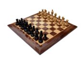 The Taj Series Chess set Boxwood & Ebonized 3.5" King with 2" Sqaure chess board-0