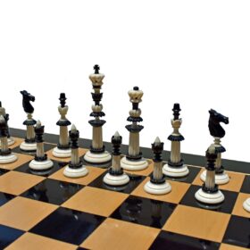 The Maharajah Series Bone Crafted Chess Pieces Natural Bone & Black Stained Bone 5.25" King-5115