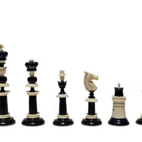 The Maharajah Series Bone Crafted Chess Pieces Natural Bone & Black Stained Bone 5.25" King-5113