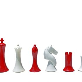 Ulbrich Series Chess Pieces Ivory White & Red Lacquered 3.75" King-0