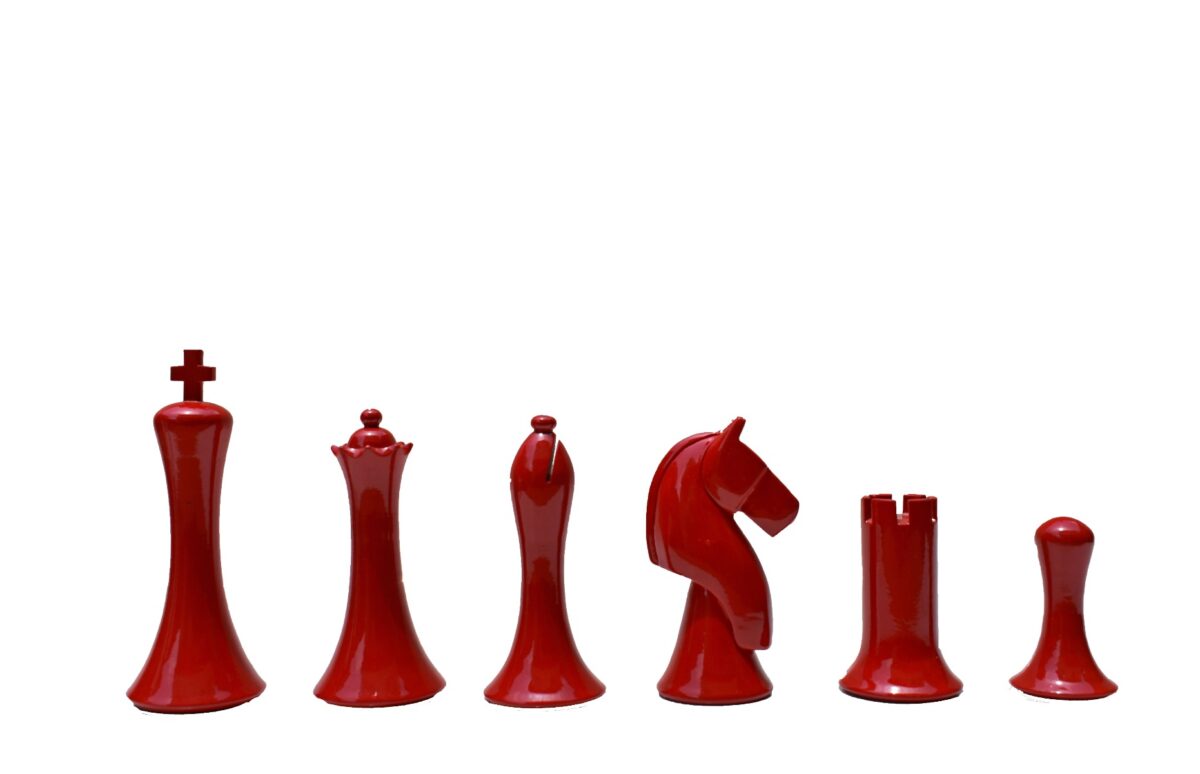 Ulbrich Series Chess Pieces Ivory White & Red Lacquered 3.75" King-5106