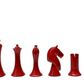 Ulbrich Series Chess Pieces Ivory White & Red Lacquered 3.75" King-5106