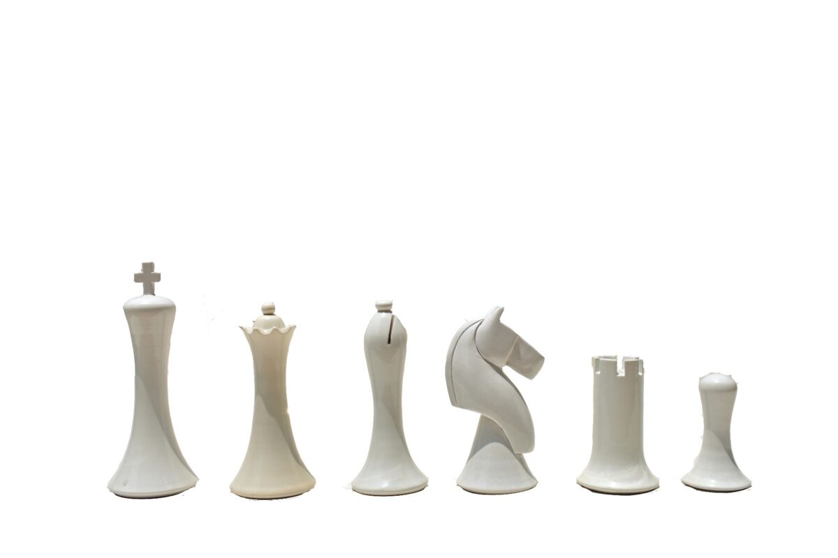 Ulbrich Series Chess Pieces Ivory White & Red Lacquered 3.75" King-5105