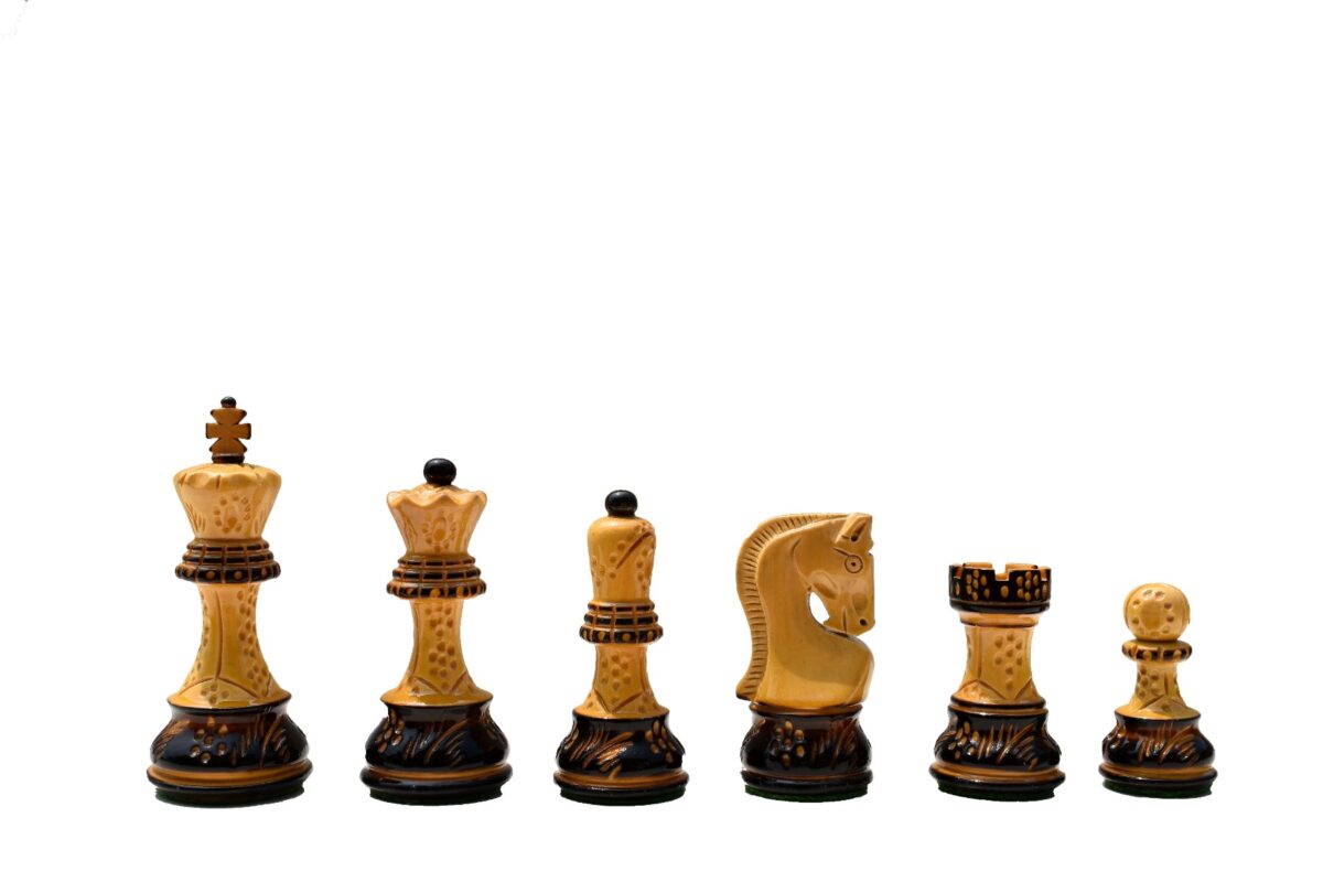 The Yugoslavia Burnt Series Chess Pieces Boxwood Burnt 3.9" King -5129