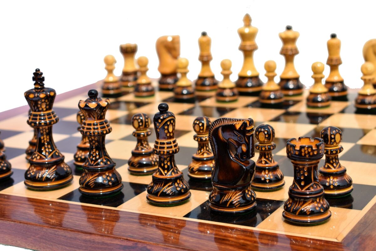 The Yugoslavia Burnt Series Chess Pieces Boxwood Burnt 3.9" King -5136