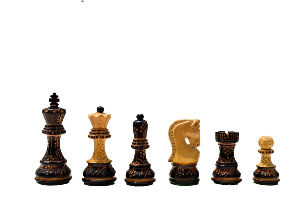 The Yugoslavia Burnt Series Chess Pieces Boxwood Burnt 3.9" King -5128