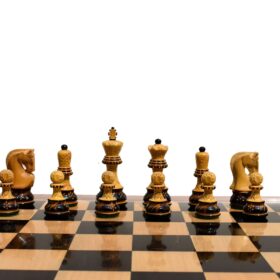 The Yugoslavia Burnt Series Chess set High Glossy Boxwood Burnt 3.75" King with 1.75" Square Chess Board-5143