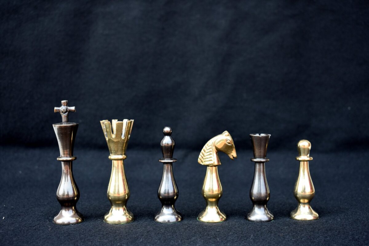 The Majestic Series Chess Pieces Natural Brass & Antiqued Brass 3.5" King -5413