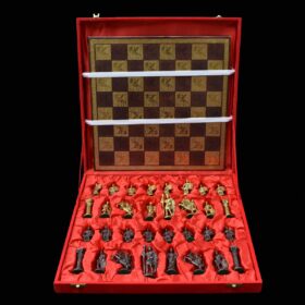 Roman Art Series Chess Set Solid Natural Brass & Copper Color Brass 3.25" King with Chess Board & chess storage-5543