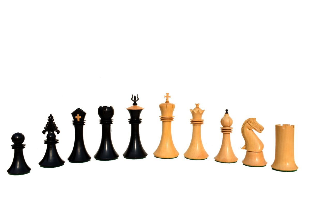 Amazon Queen, Jester ,Archbishop & Chancellor Best Chessmen Series Capablanca Chess Pieces Boxwood & Ebony 4.25" King-0