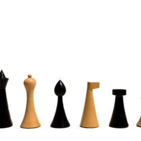 Hermann Ohme Chess Set Boxwood & Ebonized 3.75" King with 1.75" Square Chess Board-5502