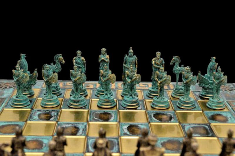 Battle of Troy Chess Set 28 x 28 cm bronze chess board 2.5"King-0