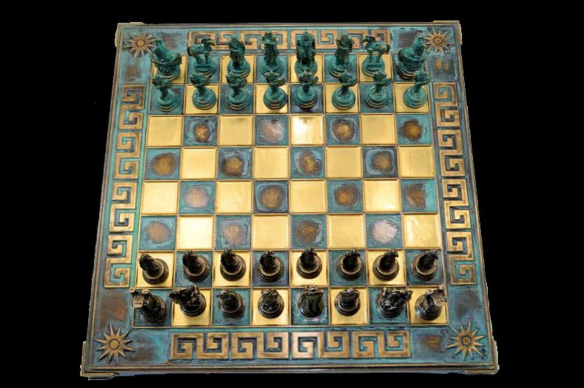 Battle of Troy Chess Set 28 x 28 cm bronze chess board 2.5"King-5646