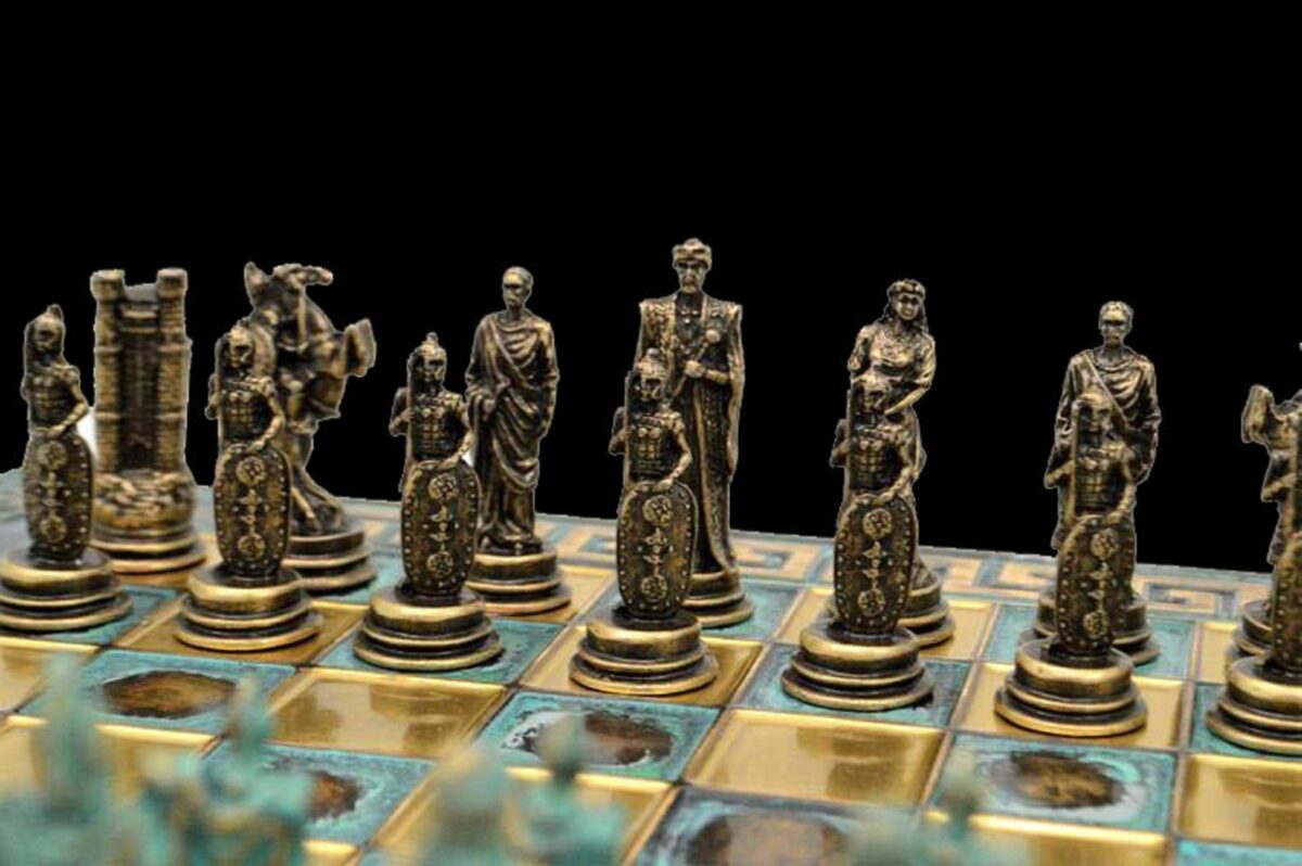 Battle of Troy Chess Set 28 x 28 cm bronze chess board 2.5"King-5644