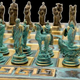 Battle of Troy Chess Set 28 x 28 cm bronze chess board 2.5"King-5647