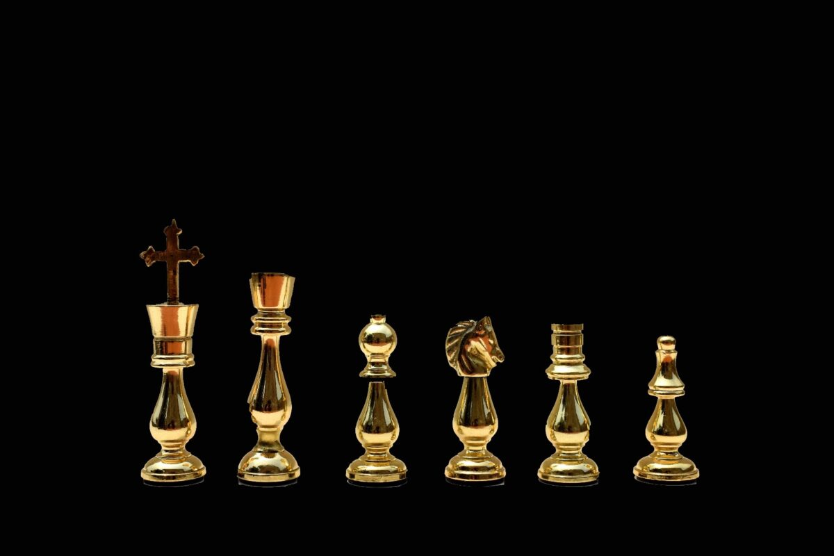 Brass Luxury Chess Table 22" x 18" Detachable With Solid Brass 4.75" Chess Pieces-5328