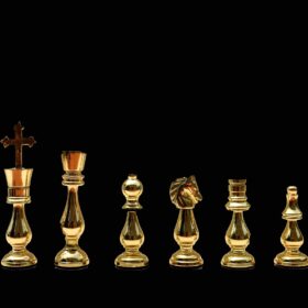 Brass Luxury Chess Table 22" x 18" Detachable With Solid Brass 4.75" Chess Pieces-5328