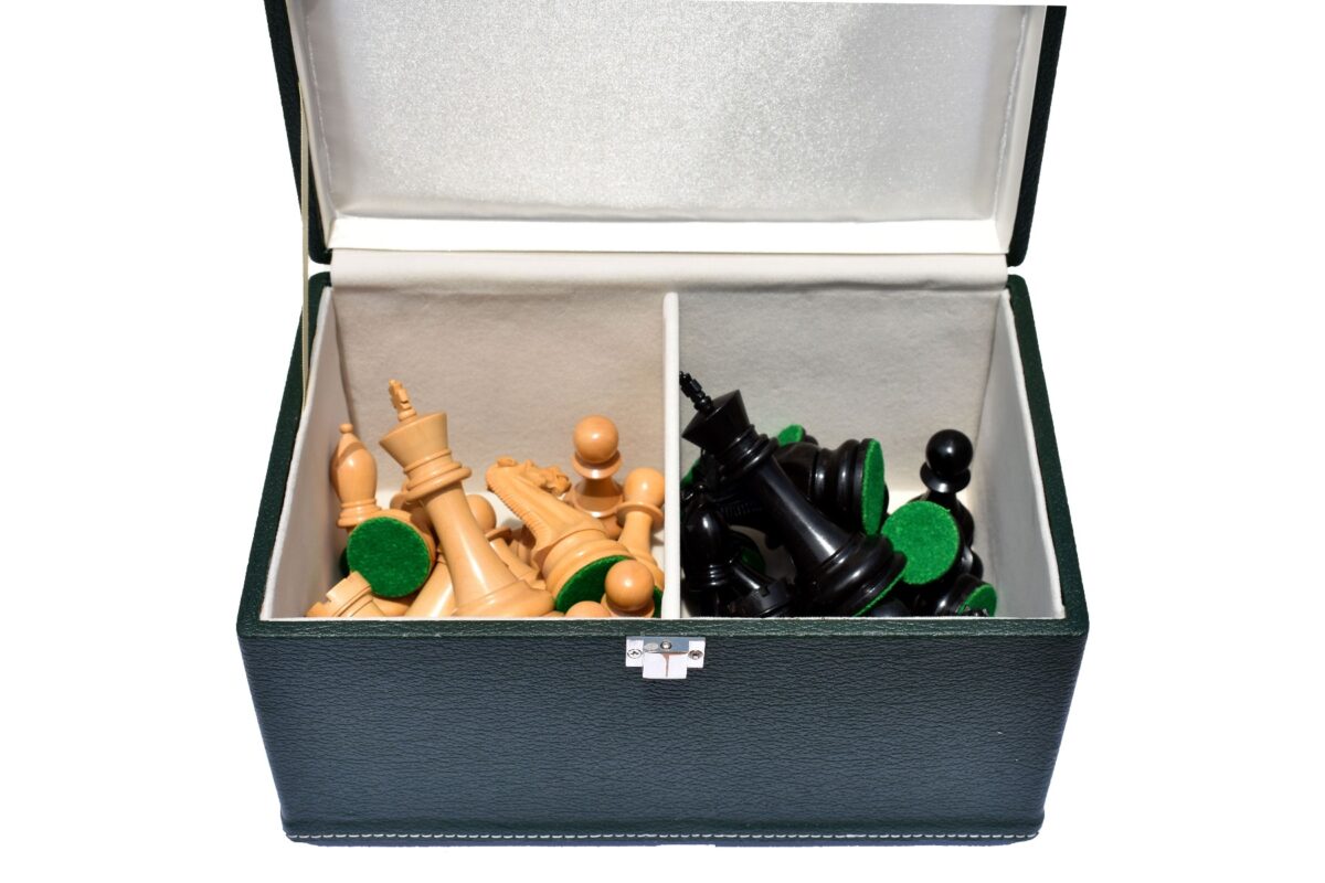 Ocean Green Leatherette Luxury Chess Storage Box For 4" to 4.75" Chess Pieces -5325