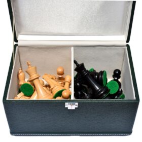 Ocean Green Leatherette Luxury Chess Storage Box For 4" to 4.75" Chess Pieces -5325