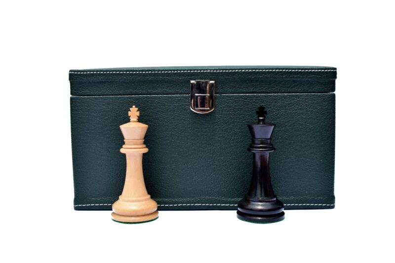 Ocean Green Leatherette Luxury Chess Storage Box For 4" to 4.75" Chess Pieces -0