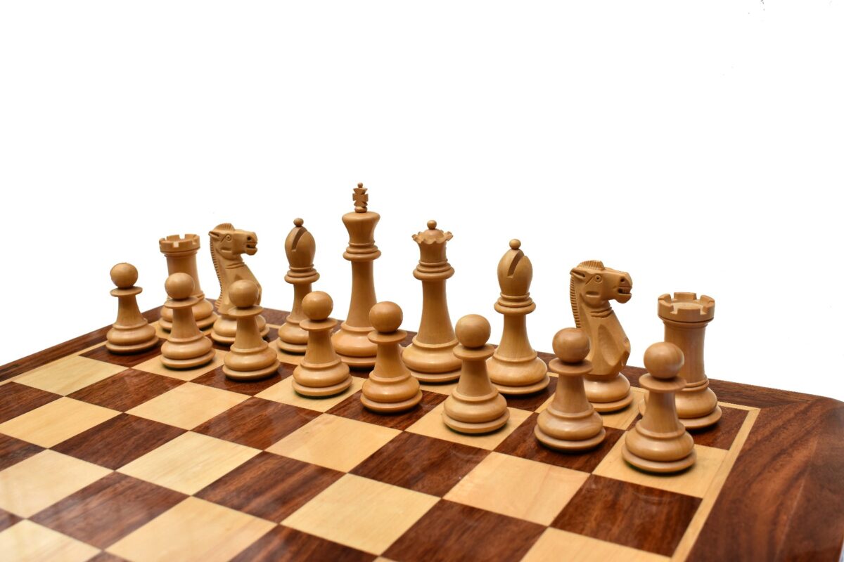 The Sleek Series Chess Set Boxwood & Sheesham wood 3" King with 1.75" Square Chess Board-5304