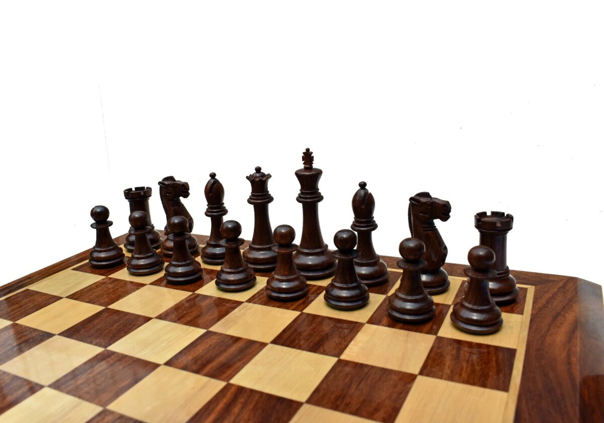 The Sleek Series Chess Set Boxwood & Sheesham wood 3" King with 1.75" Square Chess Board-5306